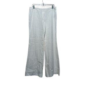 Tory Burch Trousers Pants Womens 12 White Wide Leg Flare Mid Rise Office Classic